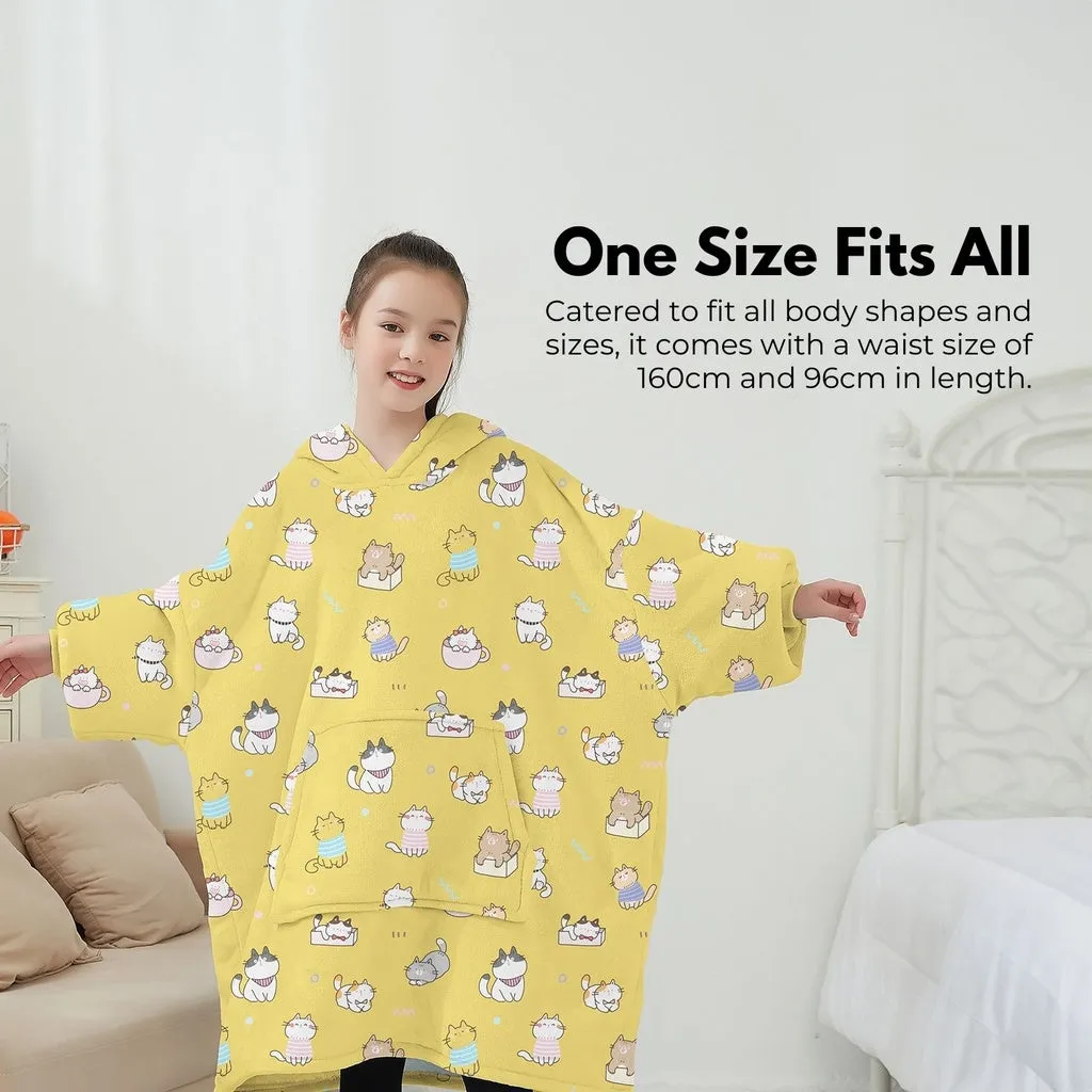 Hoodie Blanket (Kids Cat yellow)