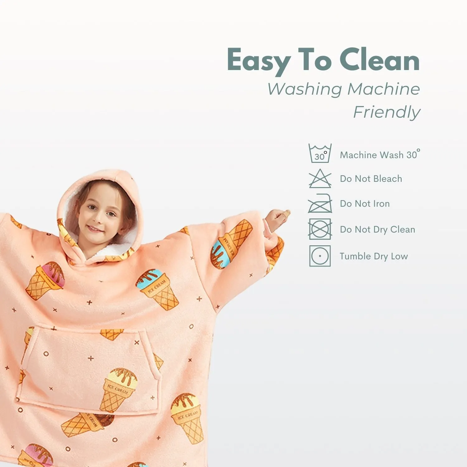Hoodie Blanket Kids Ice Cream
