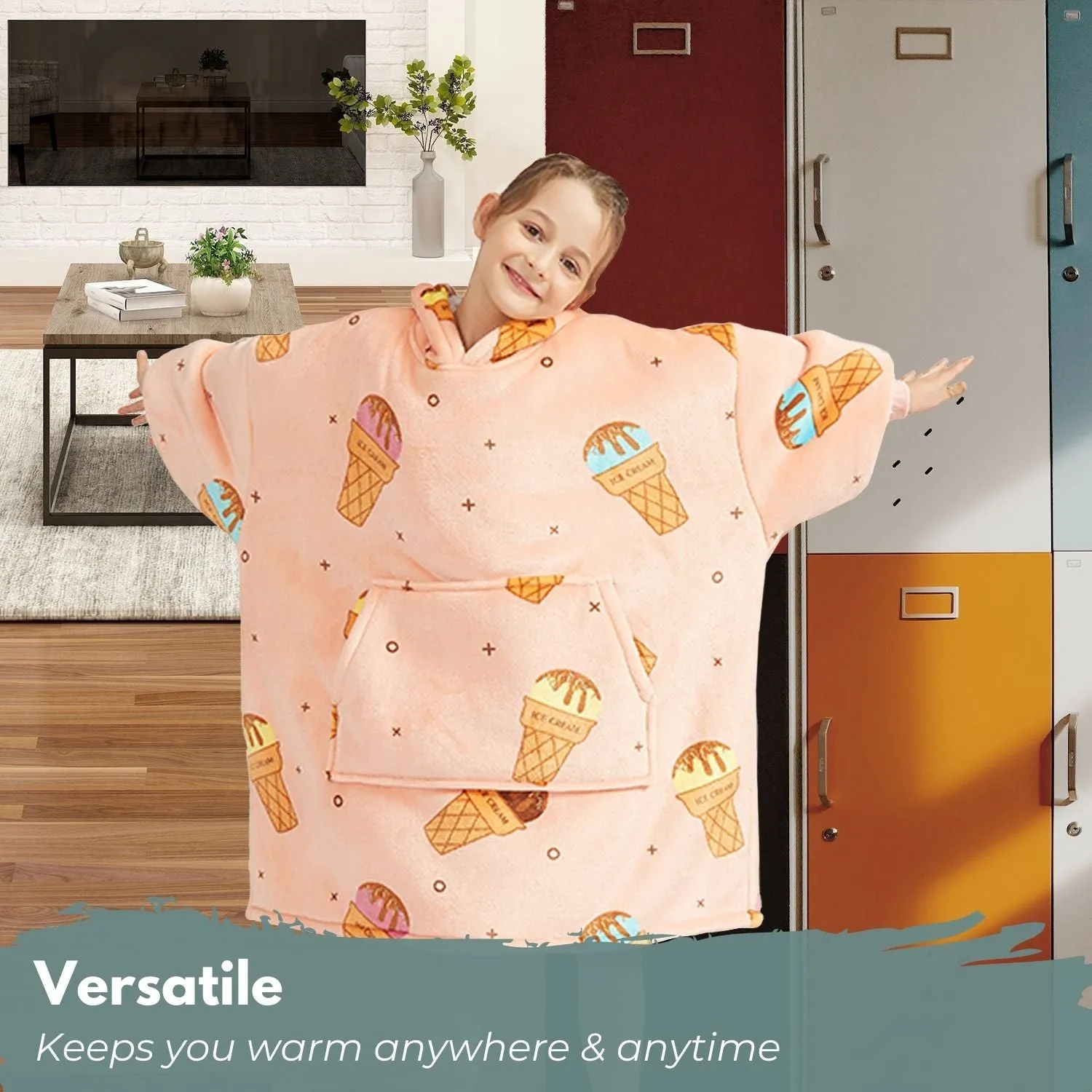 Hoodie Blanket Kids Ice Cream