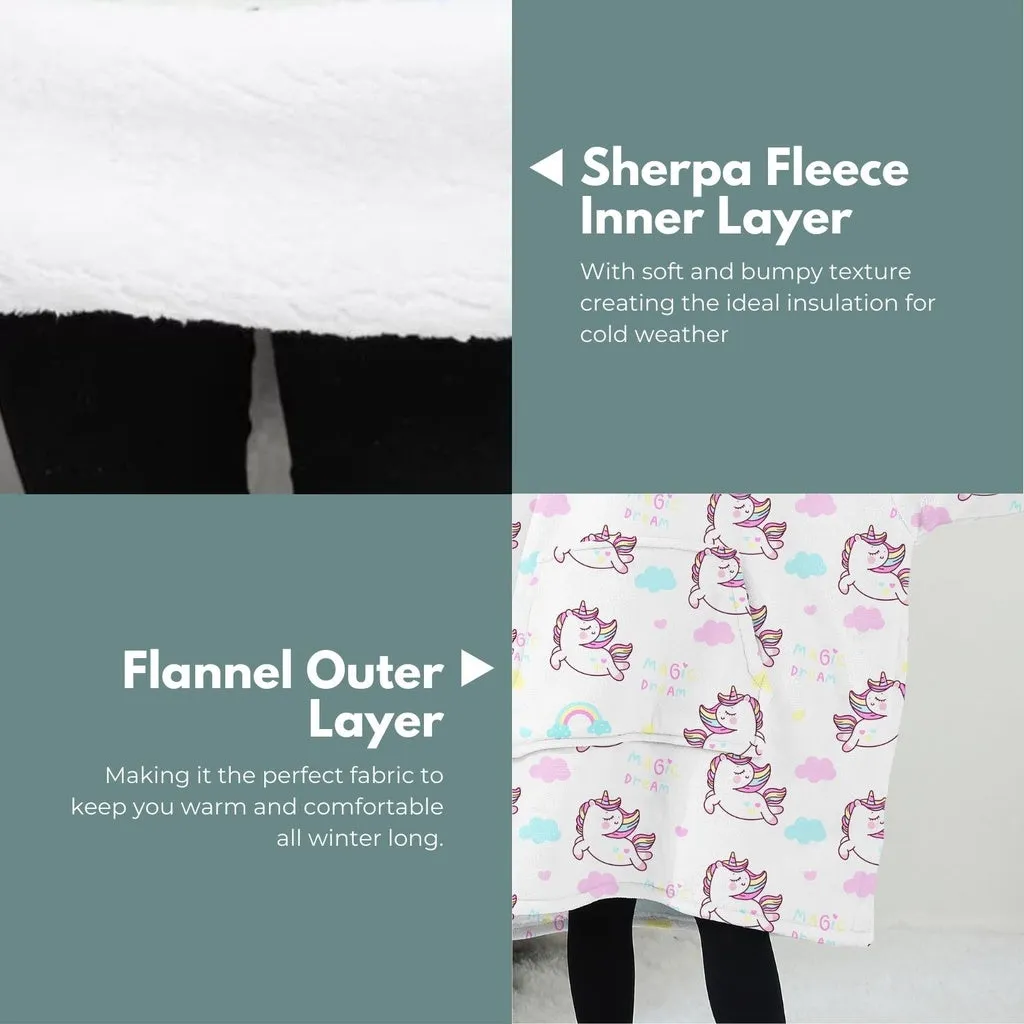 Hoodie Blanket (Kids Unicorn white)
