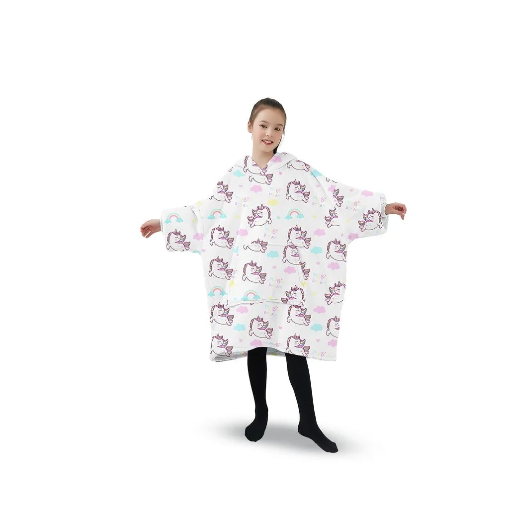 Hoodie Blanket (Kids Unicorn white)