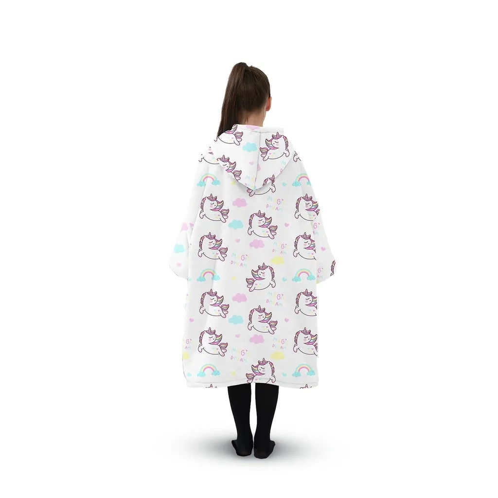 Hoodie Blanket (Kids Unicorn white)