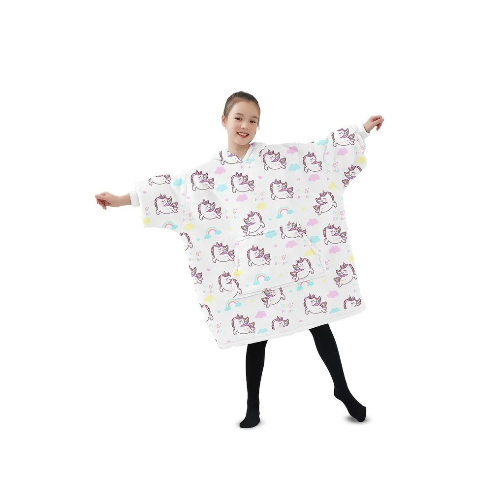 Hoodie Blanket (Kids Unicorn white)