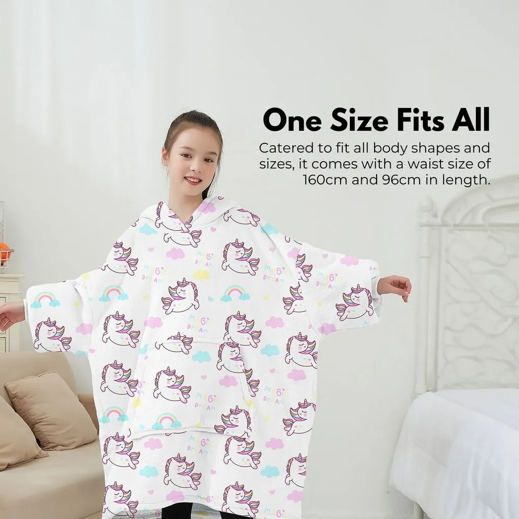 Hoodie Blanket (Kids Unicorn white)