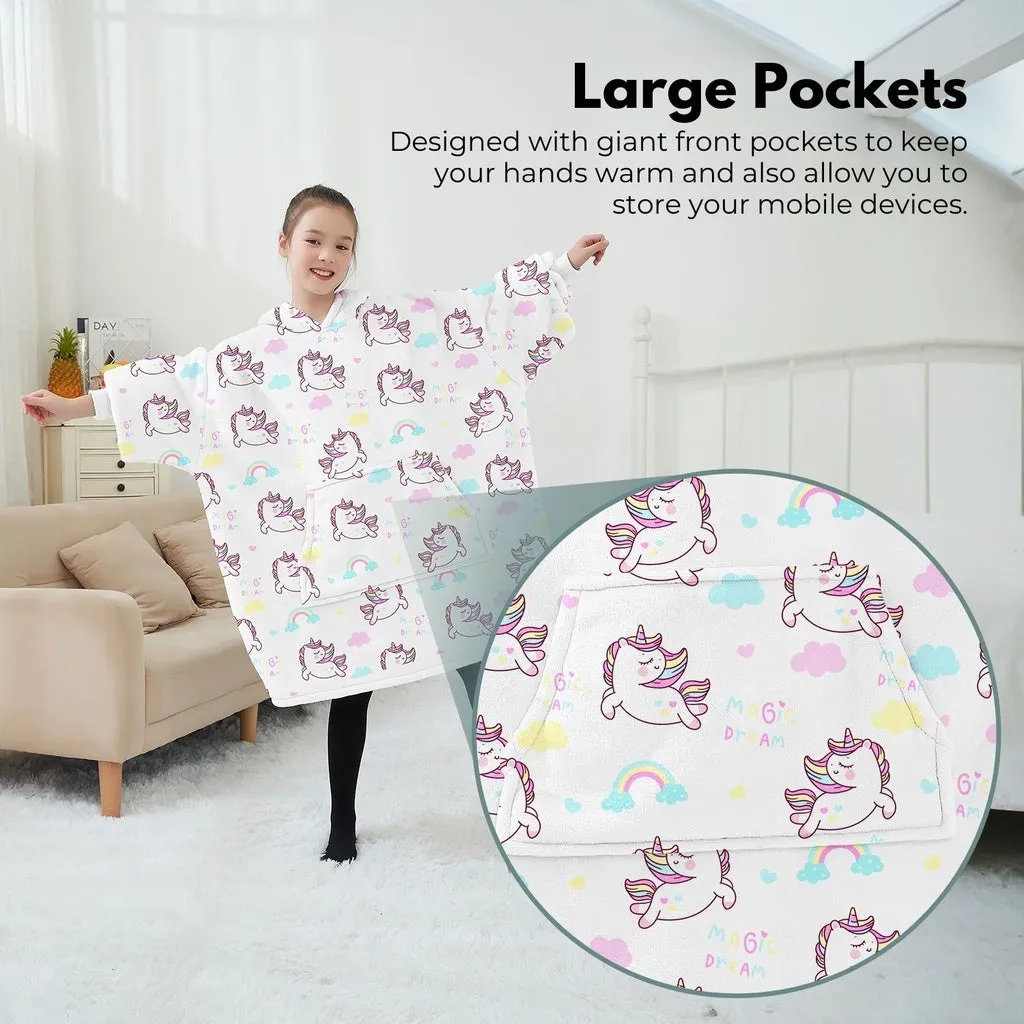 Hoodie Blanket (Kids Unicorn white)