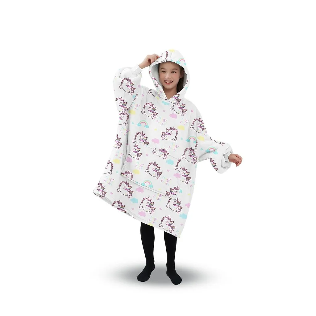 Hoodie Blanket (Kids Unicorn white)