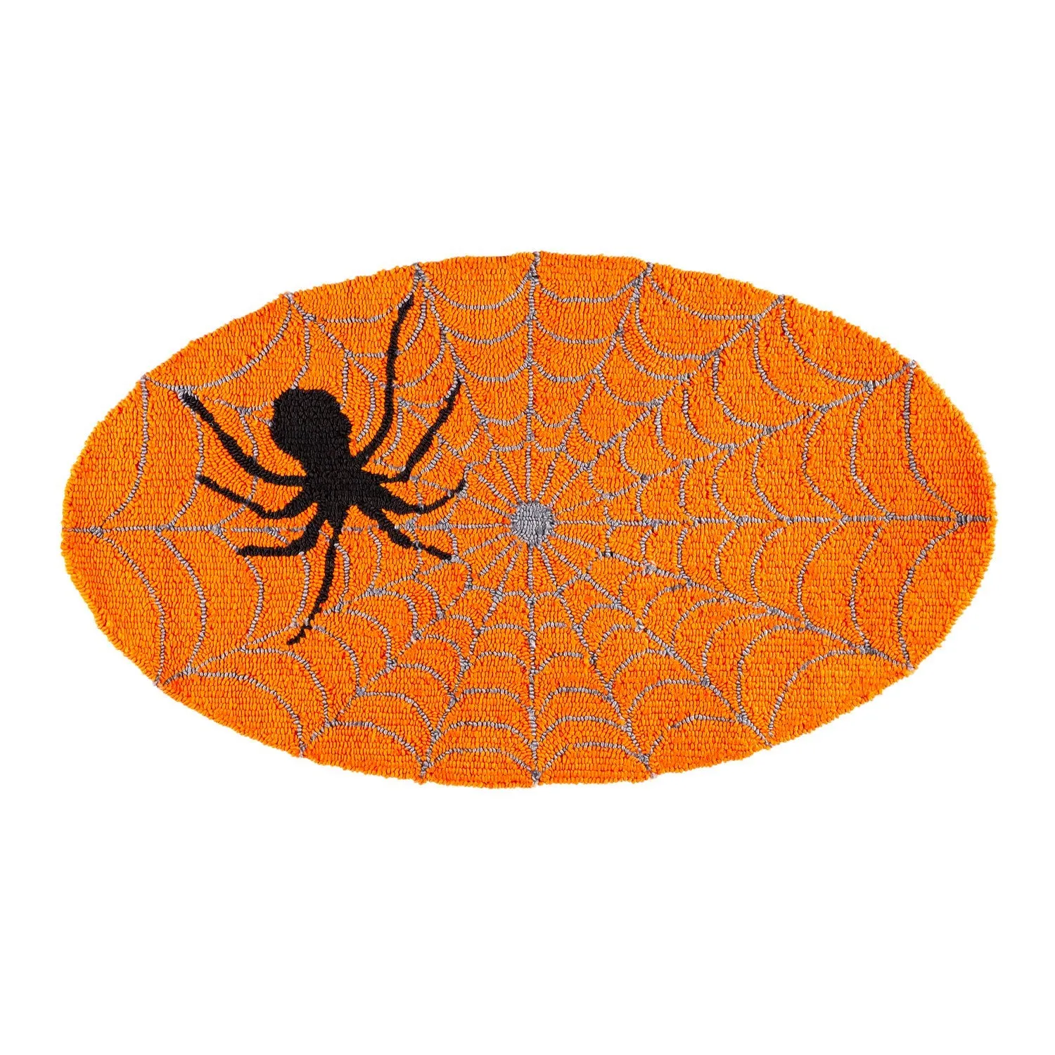 Indoor/Outdoor Halloween Spider Web Hooked Oval Accent Rug,4or162