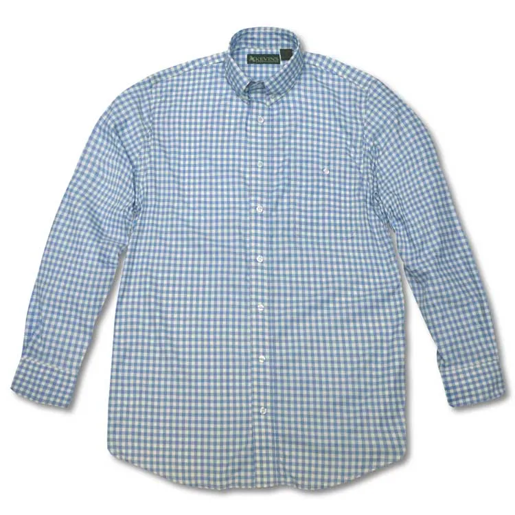 Kevin's Blue Gingham Performance Long Sleeve Fishing Shirt