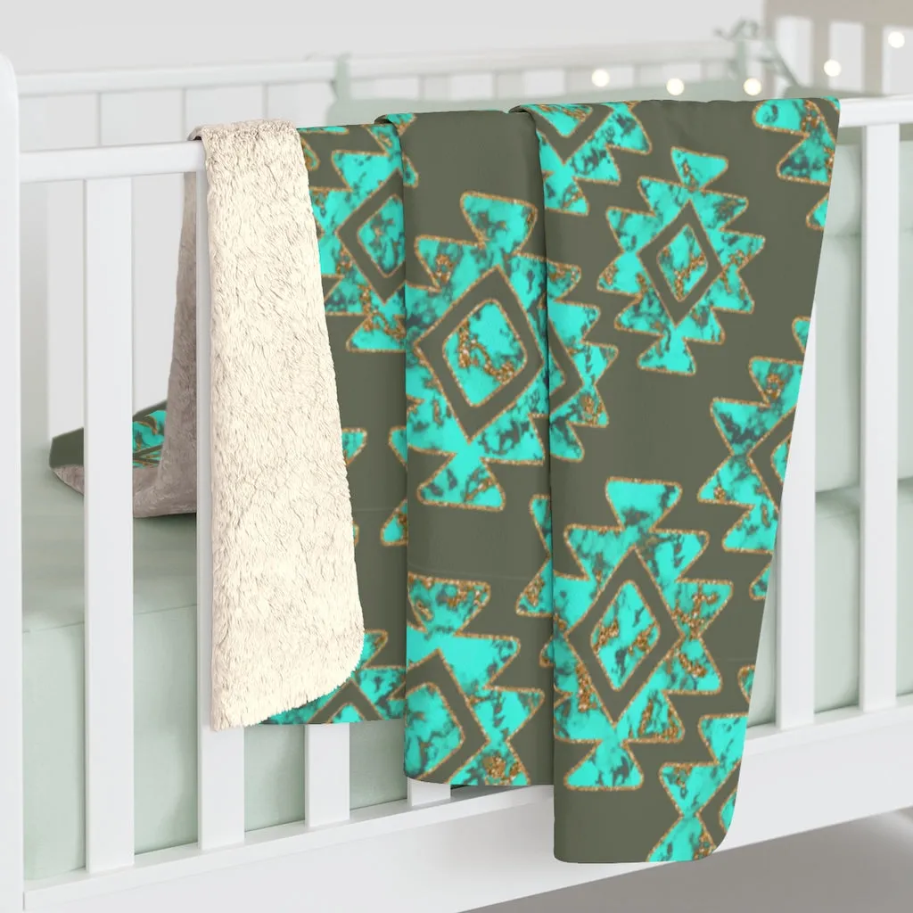 'Kingman Aztec' Sherpa Fleece Blanket