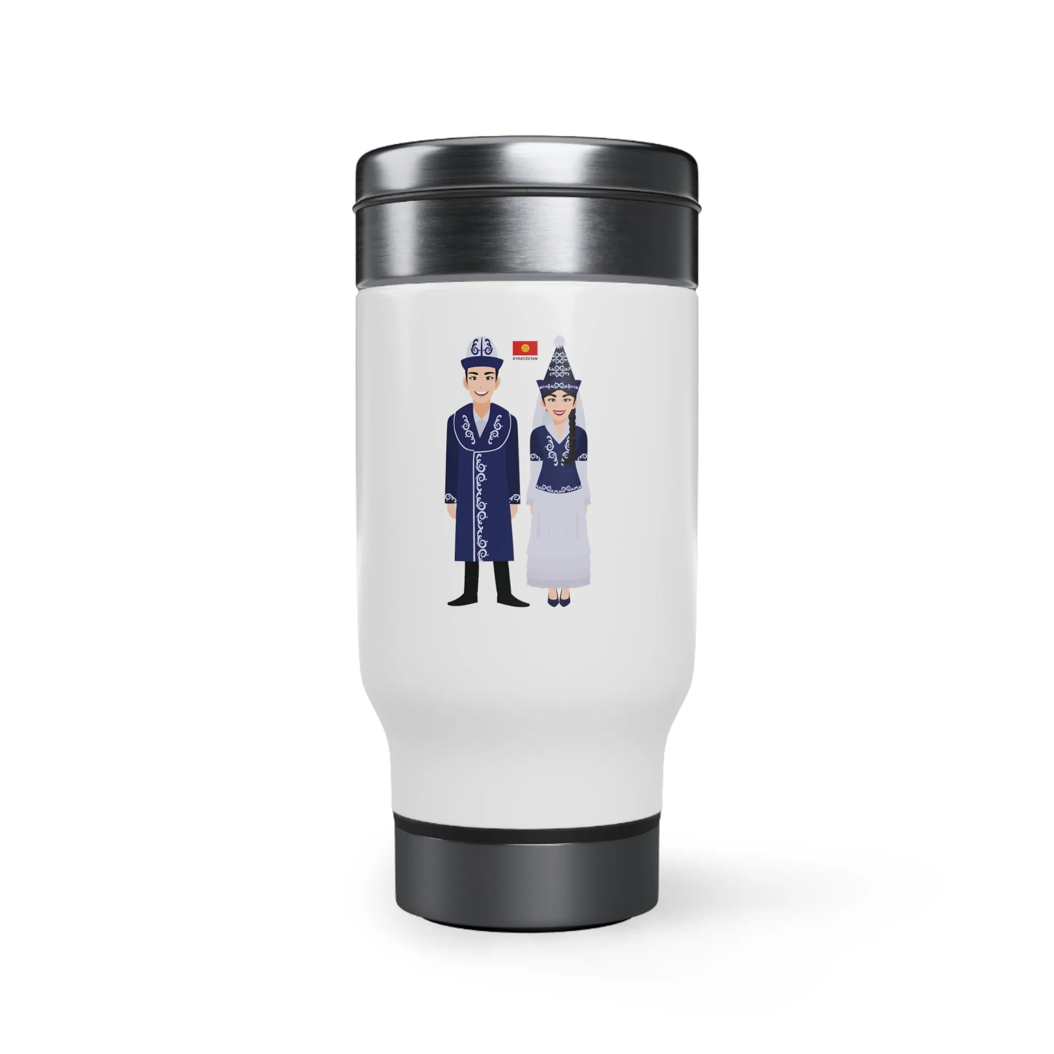 Kyrgyzstan Stainless Steel Travel Mug with Handle, 14oz