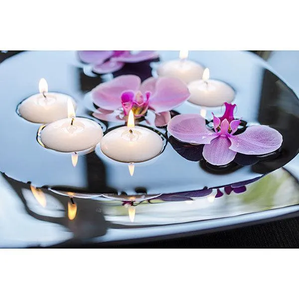 Large 3" Floating Candles, Ivory, Unscented, Set of 72
