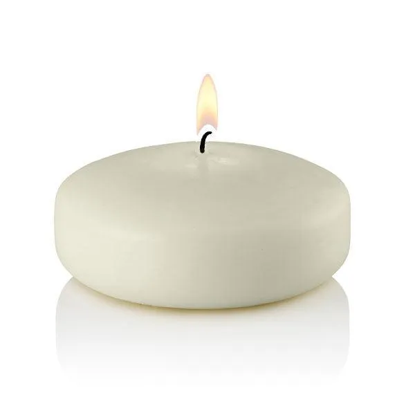 Large 3" Floating Candles, Ivory, Unscented, Set of 72