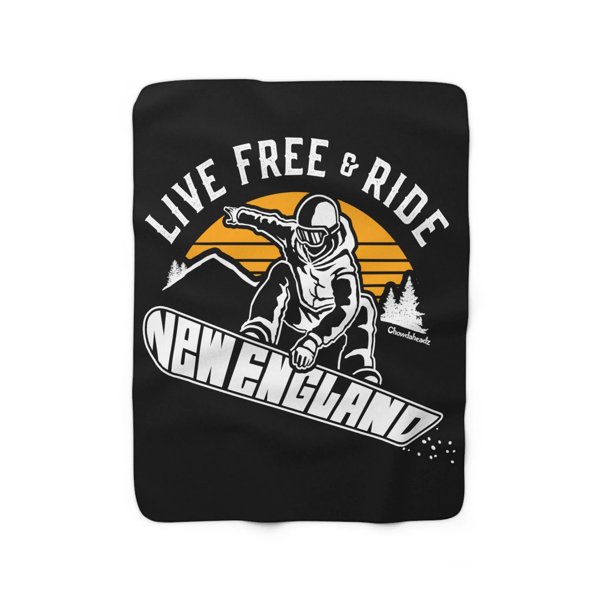Live Free & Ride New England Snowboarder Sherpa Fleece Blanket