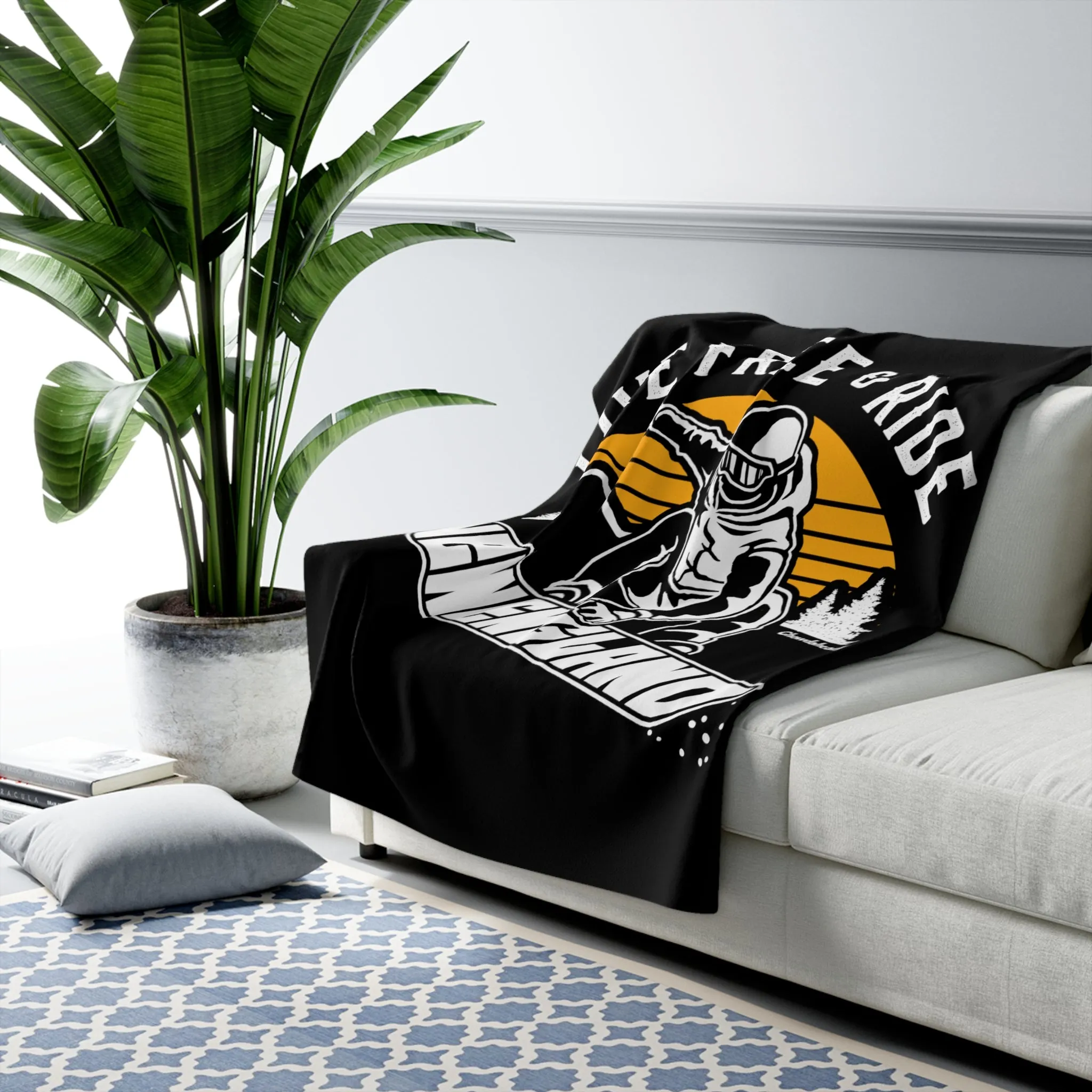 Live Free & Ride New England Snowboarder Sherpa Fleece Blanket