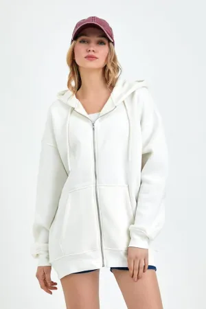 Long Sleeve Cotton Sweatshirt - White Jacket