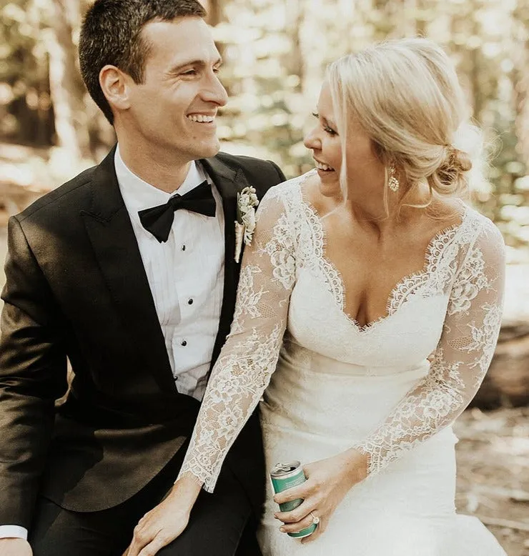 Long Sleeve Lace Fitted Wedding Dress