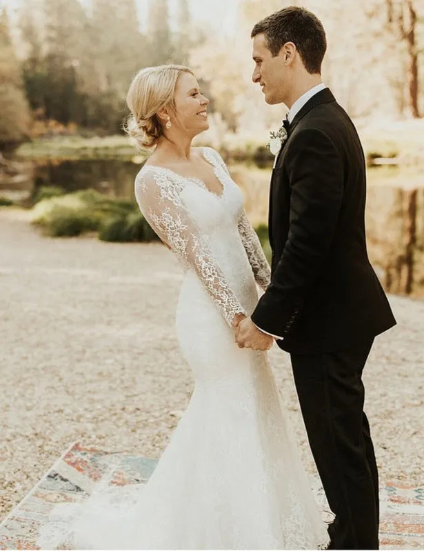 Long Sleeve Lace Fitted Wedding Dress