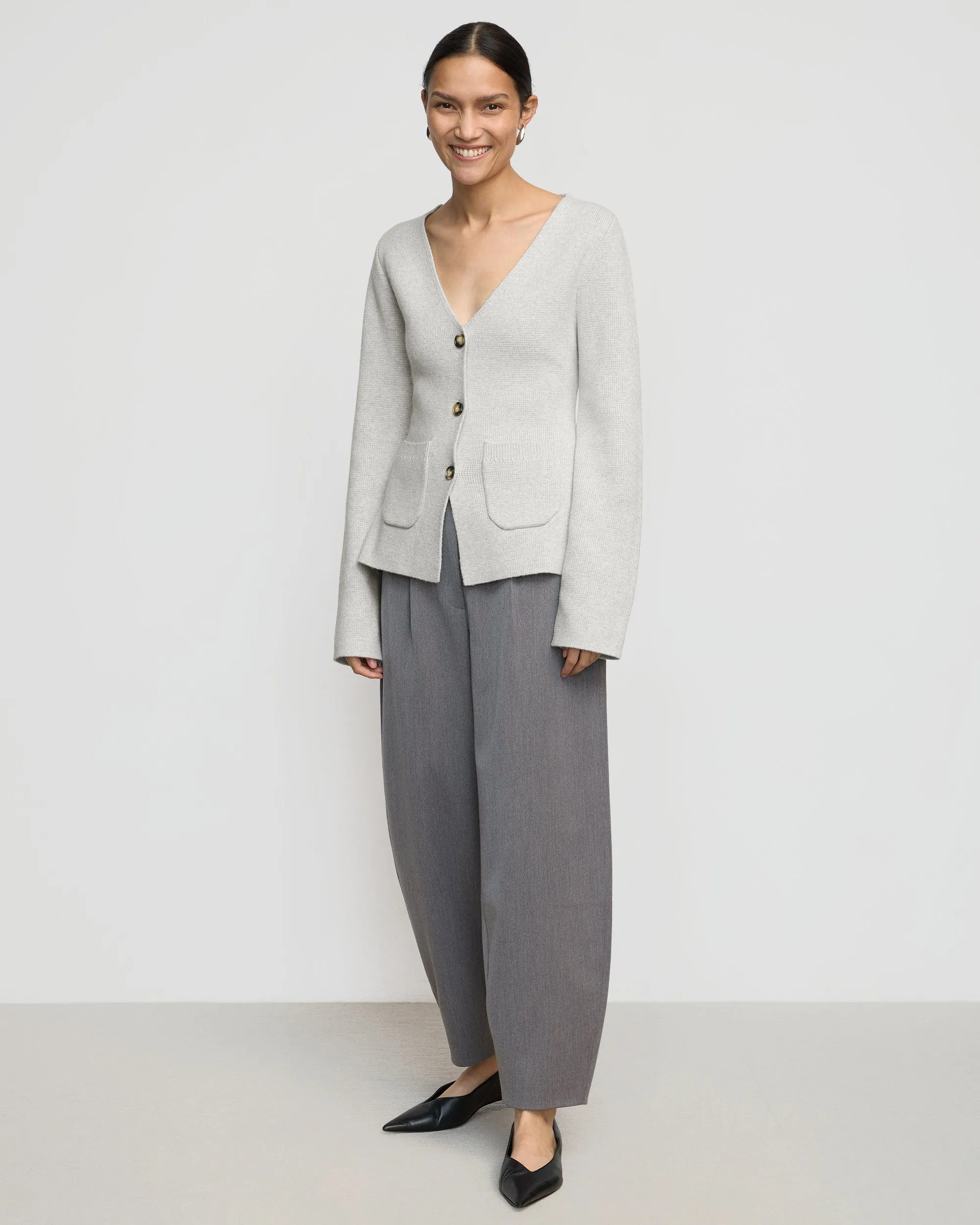 Maeve Organic Cotton-Wool V-Neck Cardigan