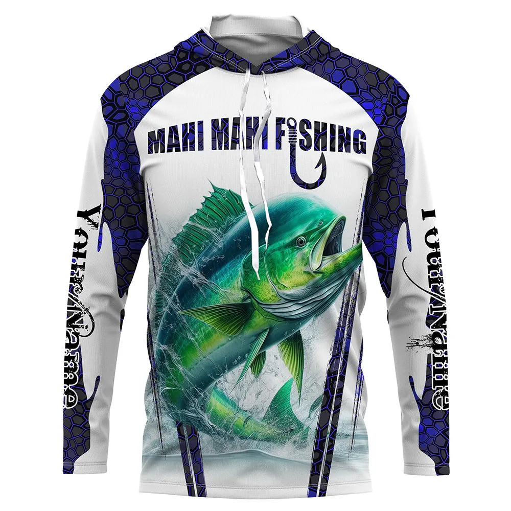 Mahi mahi fishing blue camo Custom UV Protection long sleeve Fishing Shirts NQS5651