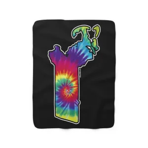 Massachusetts Tie Dye Sherpa Fleece Blanket
