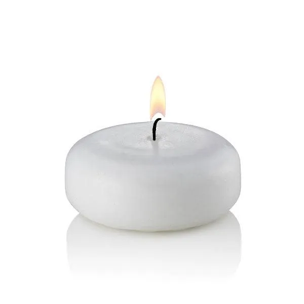 Medium 2 3/8" Floating Candles, White, Unscented, Set of 96