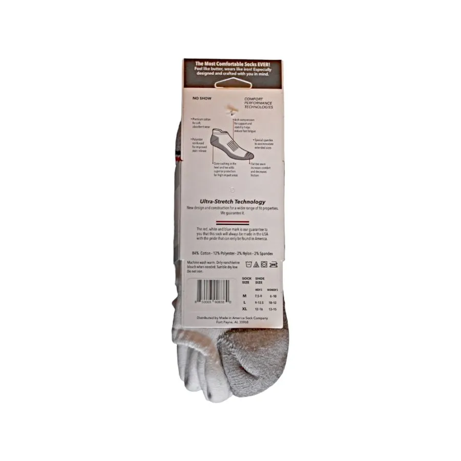 Men's Cotton No Show Work Socks L/XL - 2 Pack