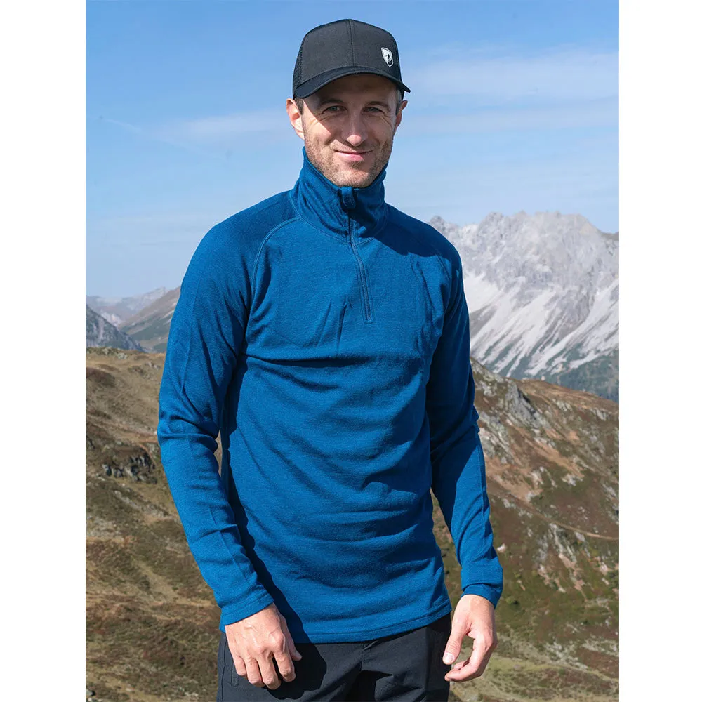 Merino Langarmshirt mit Zip Herren 230 g/m2