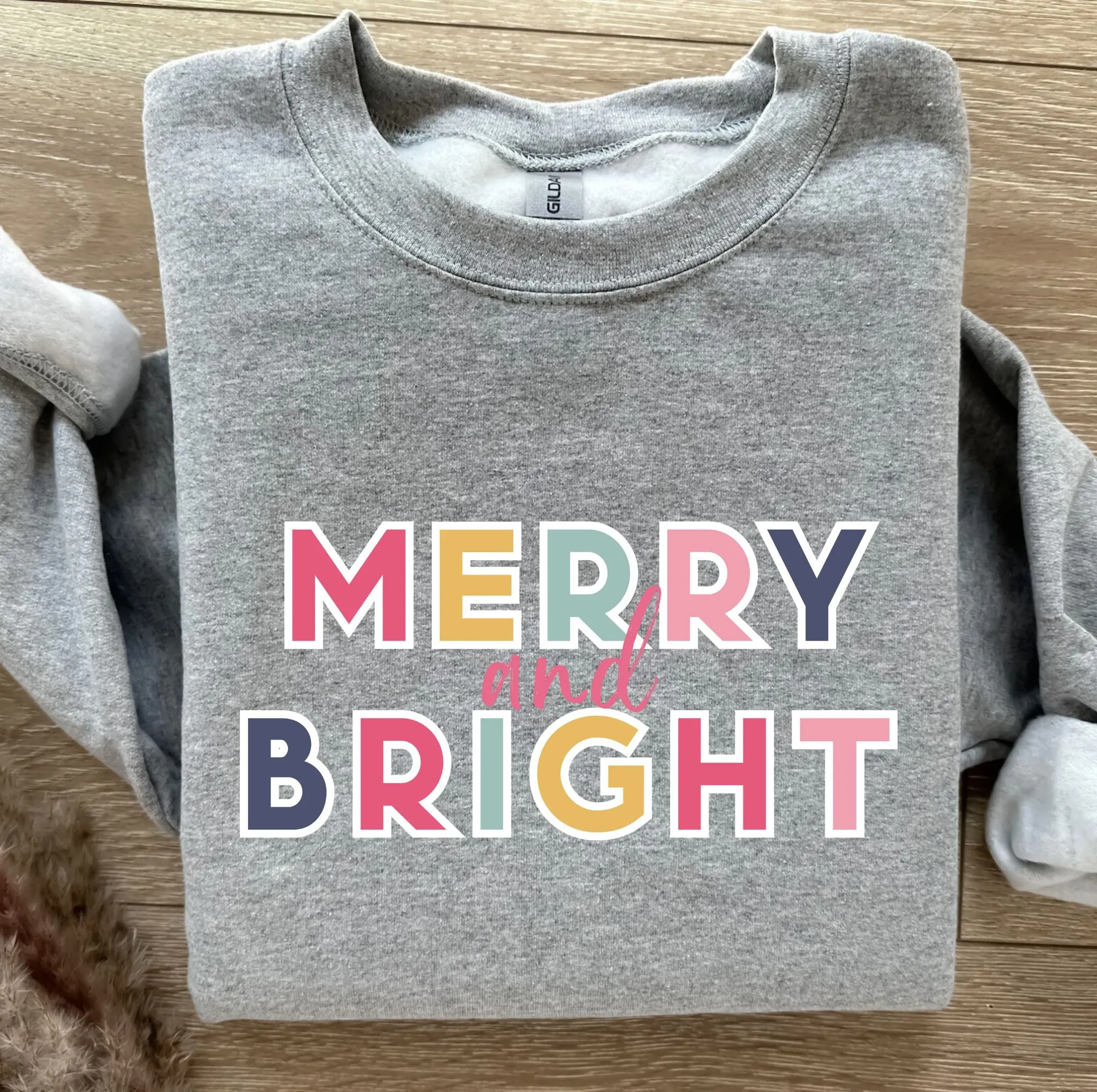Merry and Bright Pops of Color Christmas Women's Graphic Sweatshirt