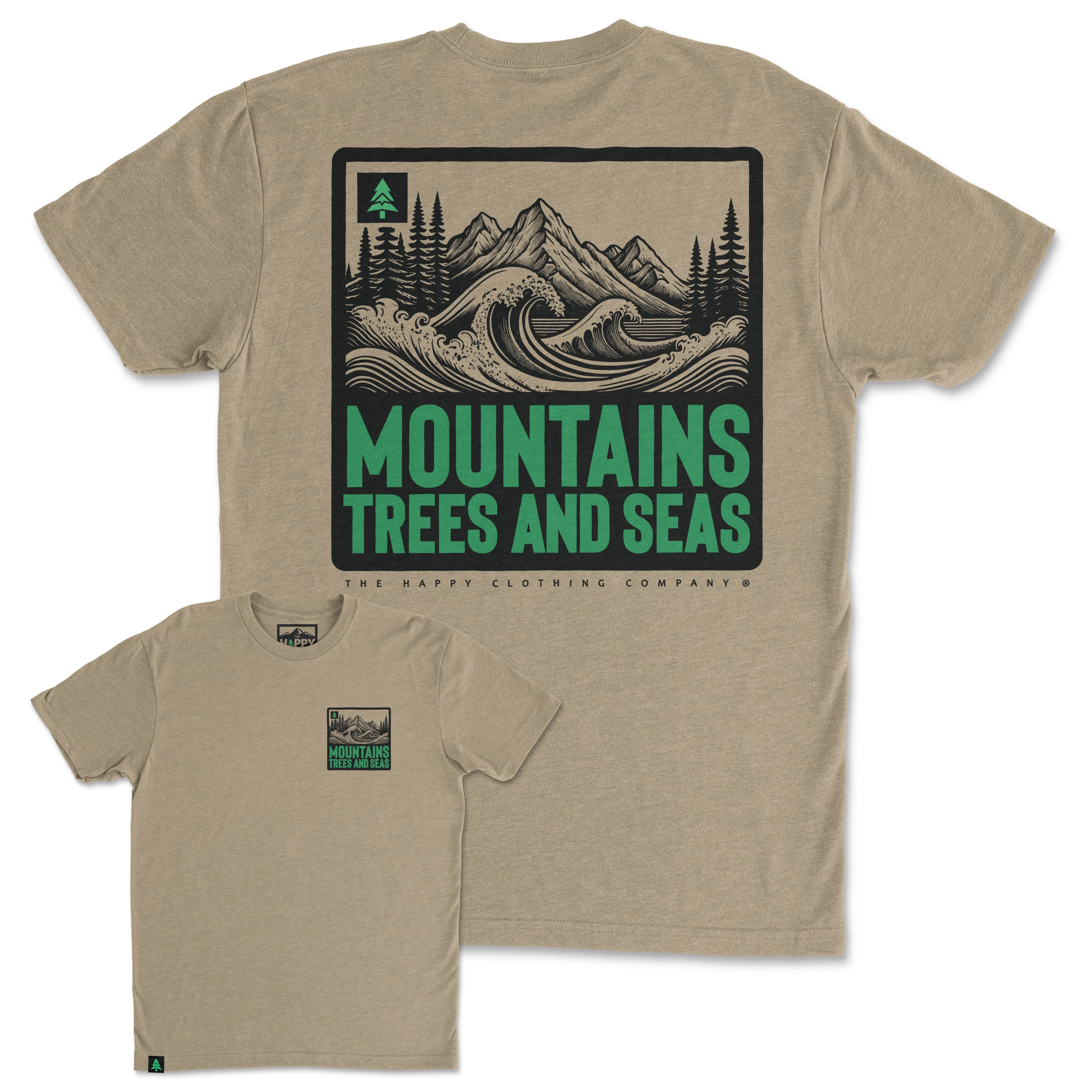 Mountains, Trees and Seas Back Print 'Trail Tee' | Lightweight Blend |