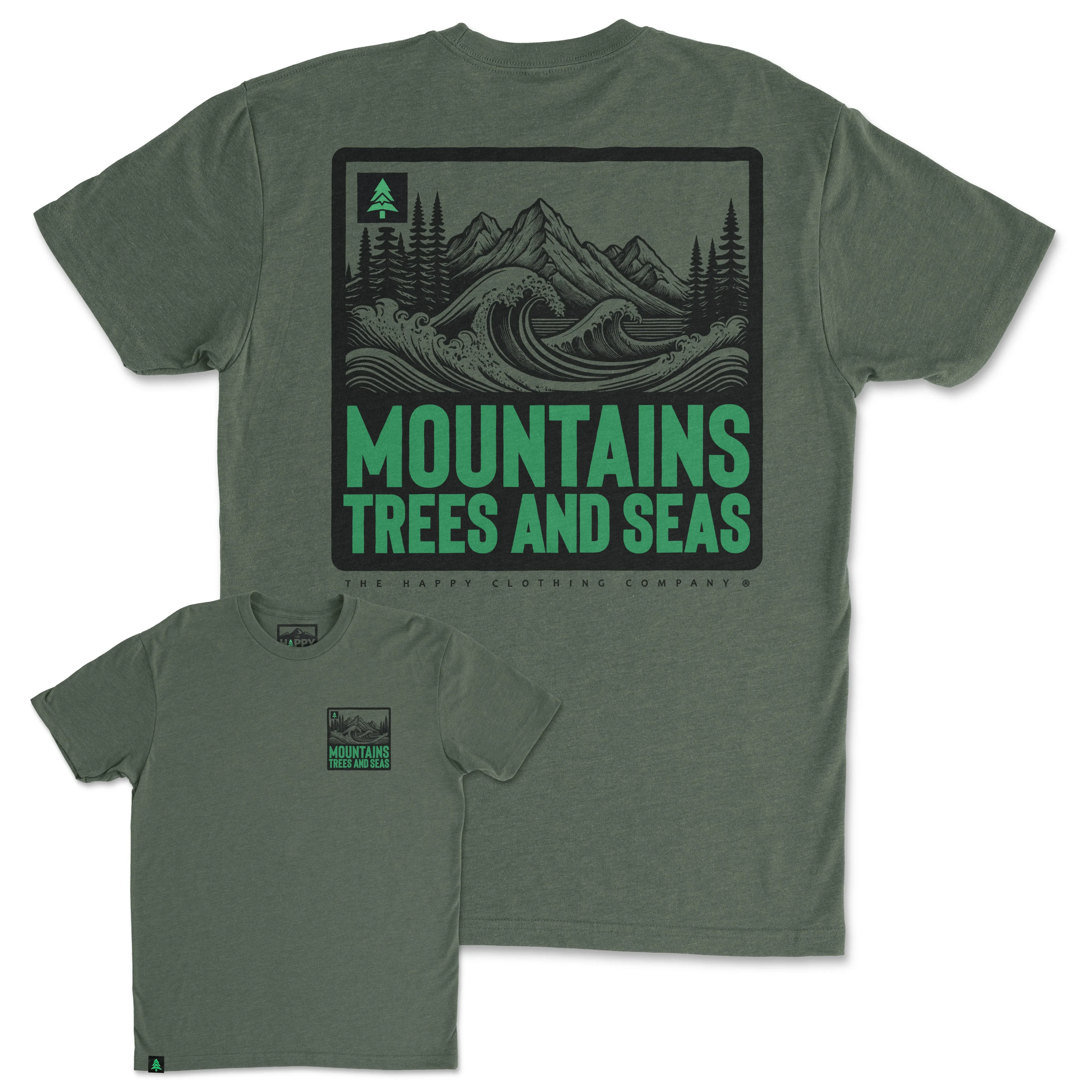 Mountains, Trees and Seas Back Print 'Trail Tee' | Lightweight Blend |