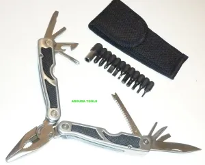 MULTI TOOL-27 IN 1 - STAINLESS STEEL- WITH 12 ACCESSORIES & BELT POUCH - NEW