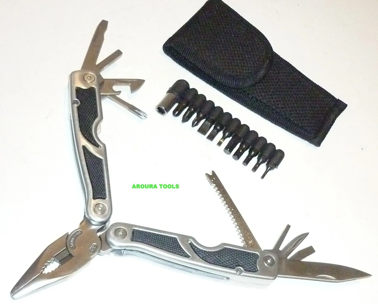 MULTI TOOL-27 IN 1 - STAINLESS STEEL- WITH 12 ACCESSORIES & BELT POUCH - NEW