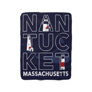 Nantucket MA Stacked Sherpa Fleece Blanket