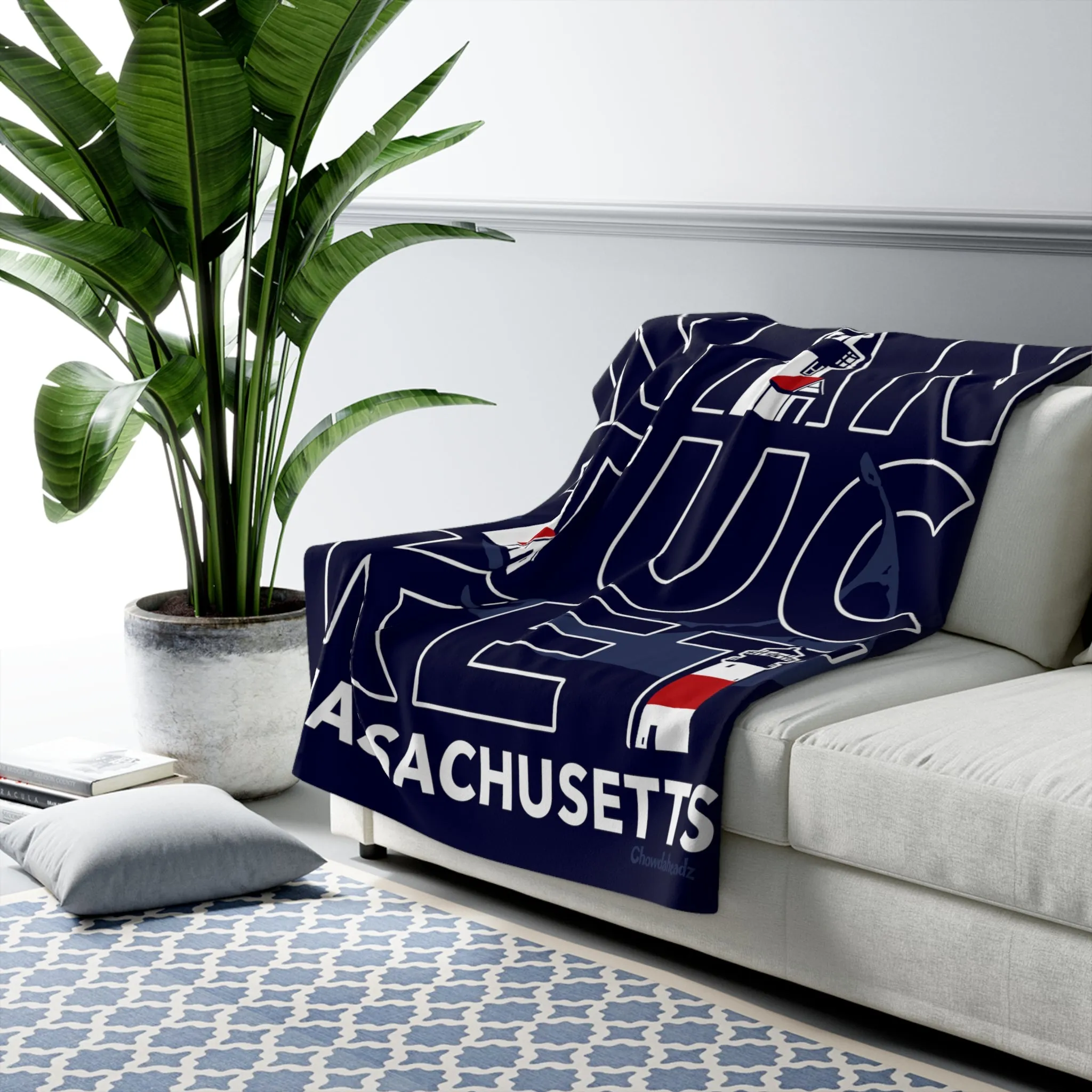 Nantucket MA Stacked Sherpa Fleece Blanket