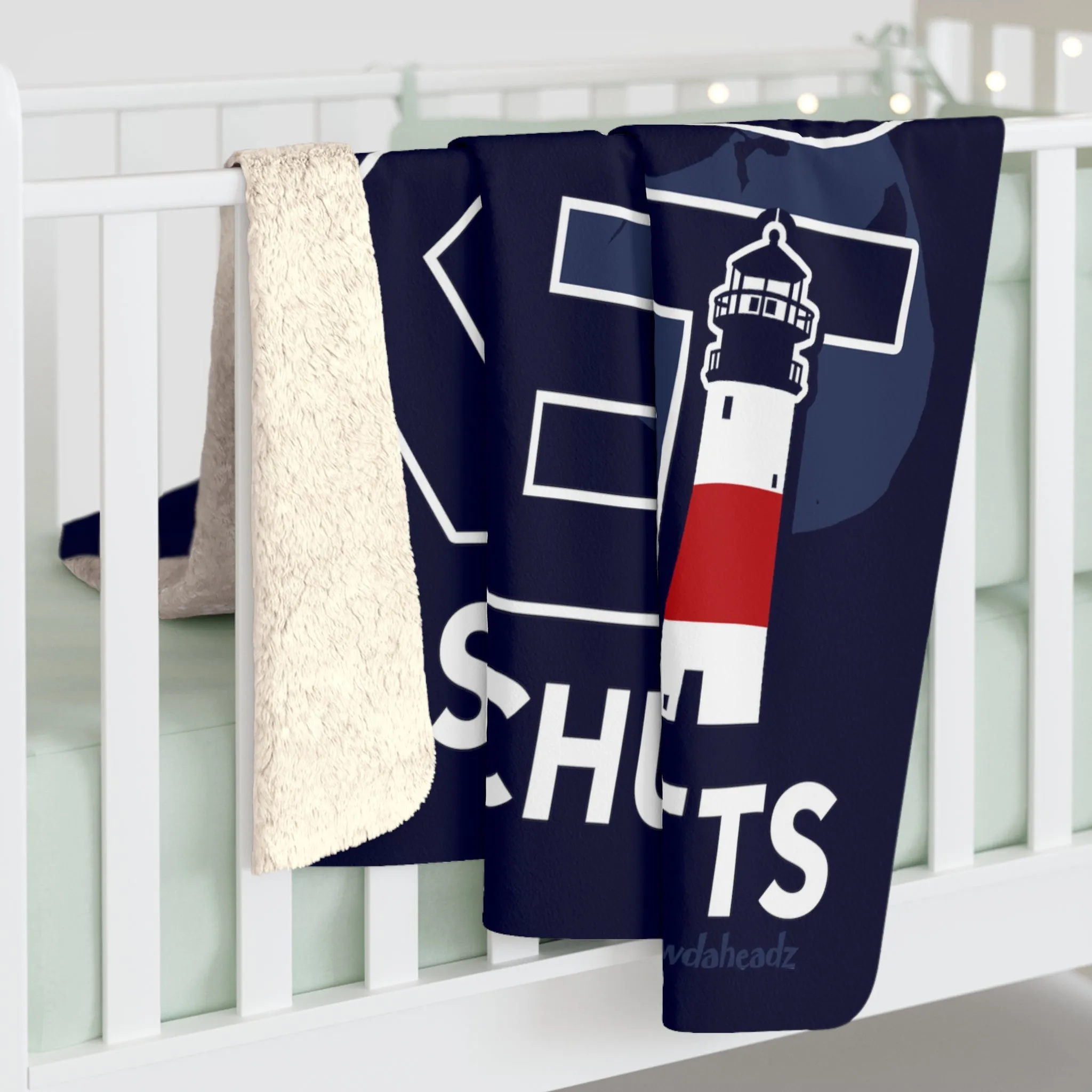 Nantucket MA Stacked Sherpa Fleece Blanket