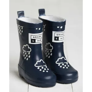 Navy Raindrop Colour Changing Wellies | Grass & Air