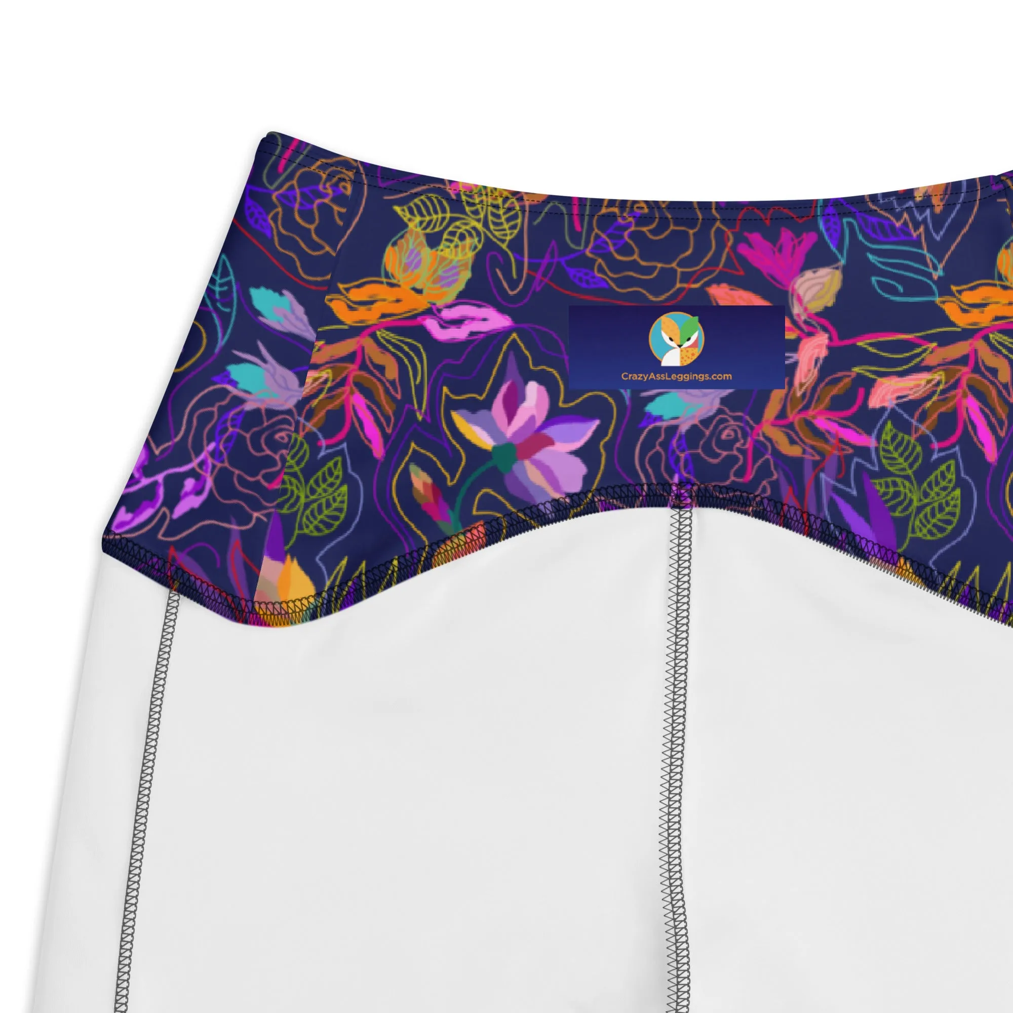 Neon Flowers on Purple Leggings with pockets