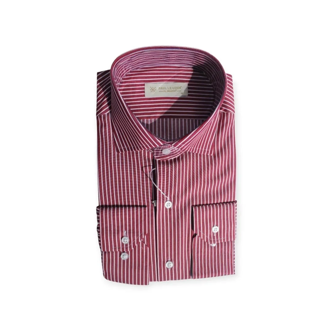 Paul  Le Guen Long Sleeve Stripe Shirt Maroon