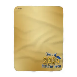 Personalized Blue and Gold Graduation Sherpa Fleece Blanket
