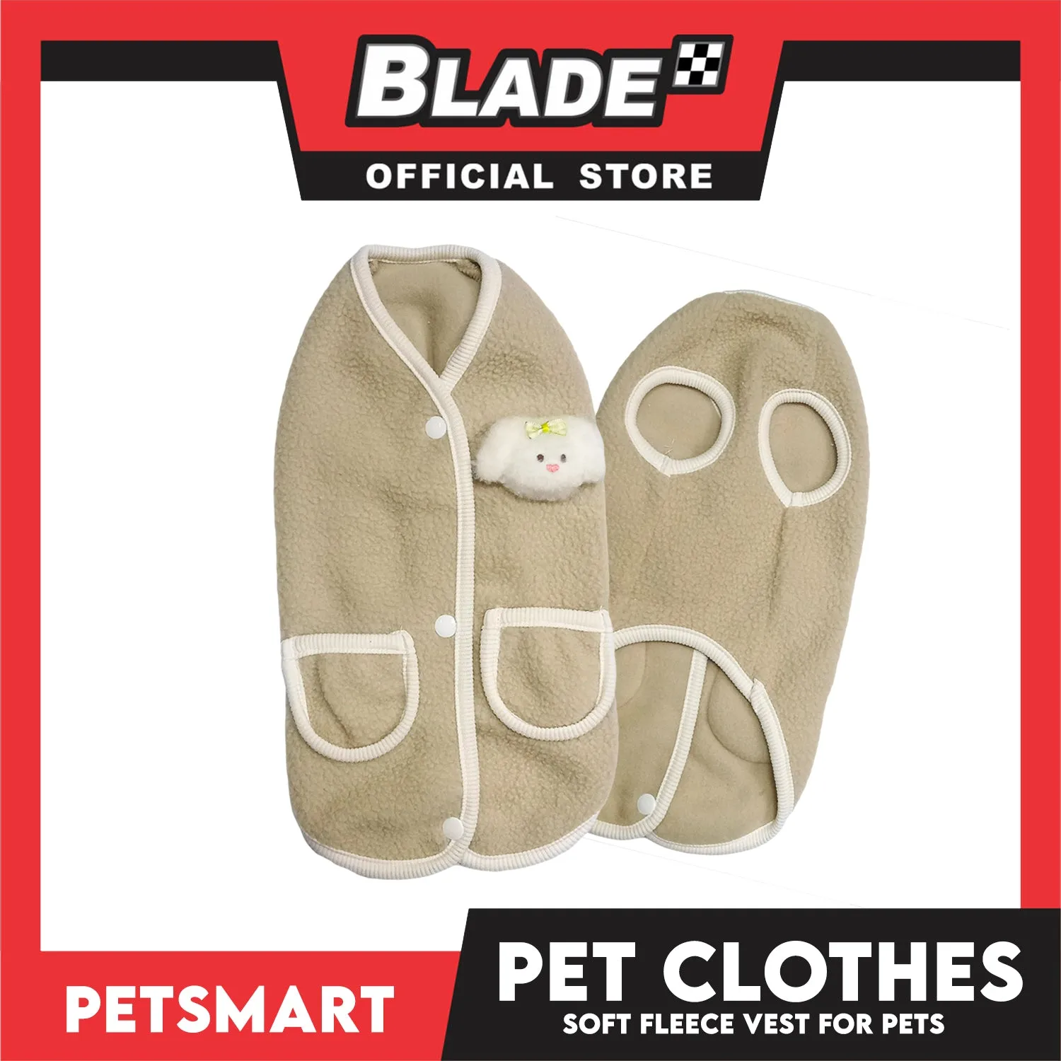 Pet Clothes Bunny Soft Fleece Vest Sando Shirt Brown (Medium) for Cats and Dogs