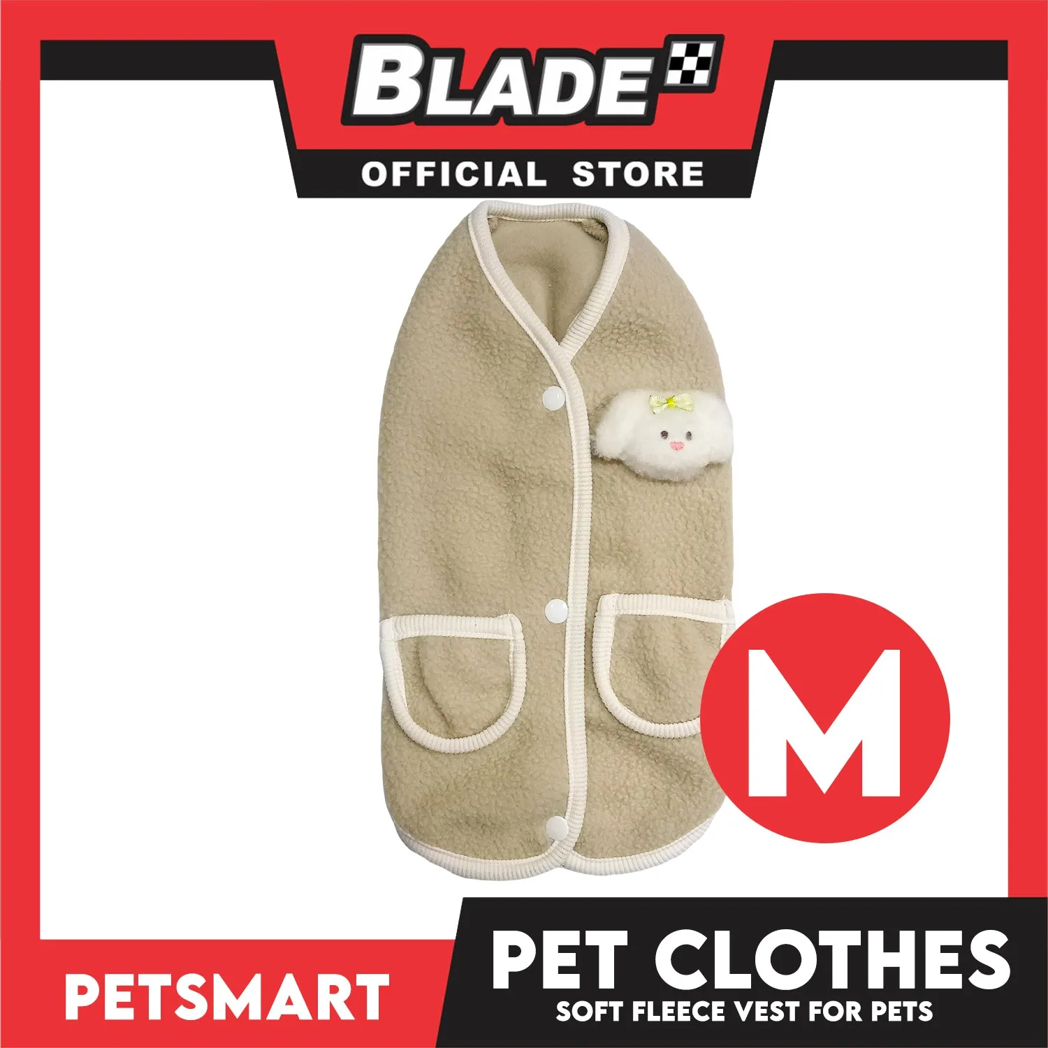 Pet Clothes Bunny Soft Fleece Vest Sando Shirt Brown (Medium) for Cats and Dogs