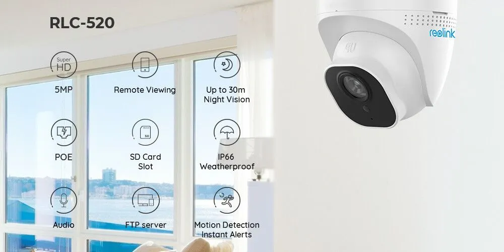 PoE IP Camera  5MP SD card slot Dome Security Outdoor Surveillance Camera CCTV Nightvision Video Surveillance RLC-520