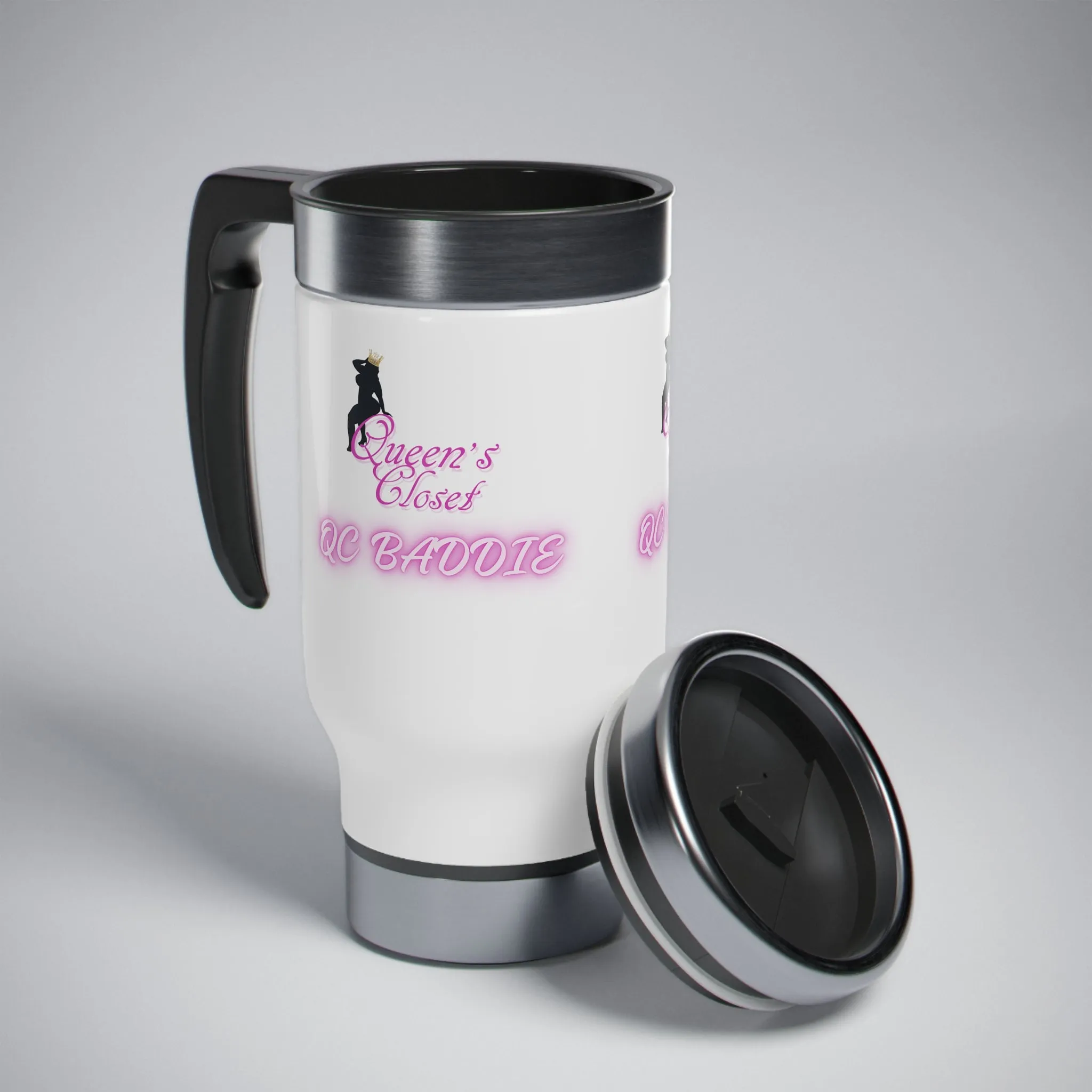 QC Stainless Steel Travel Mug with Handle, 14oz