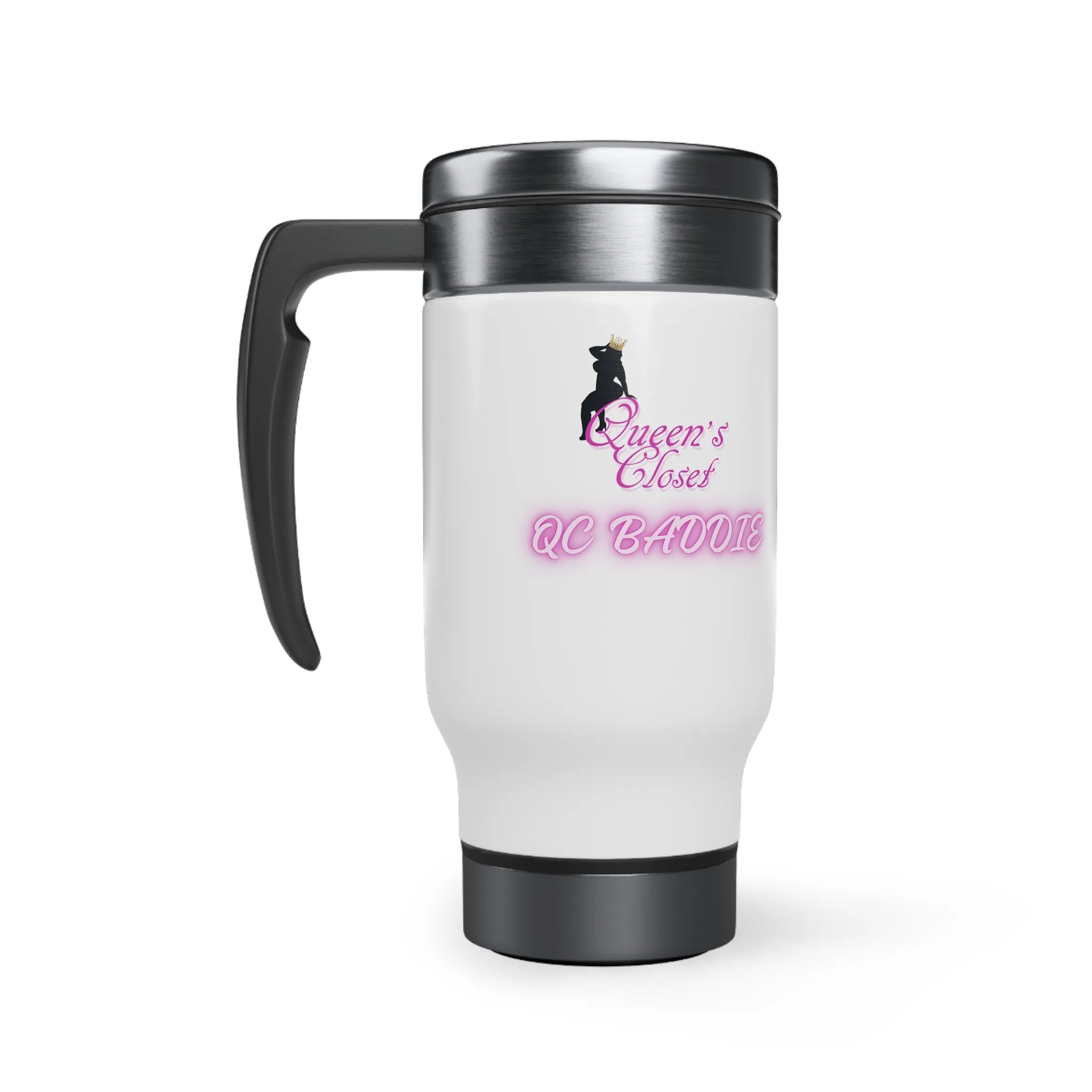 QC Stainless Steel Travel Mug with Handle, 14oz