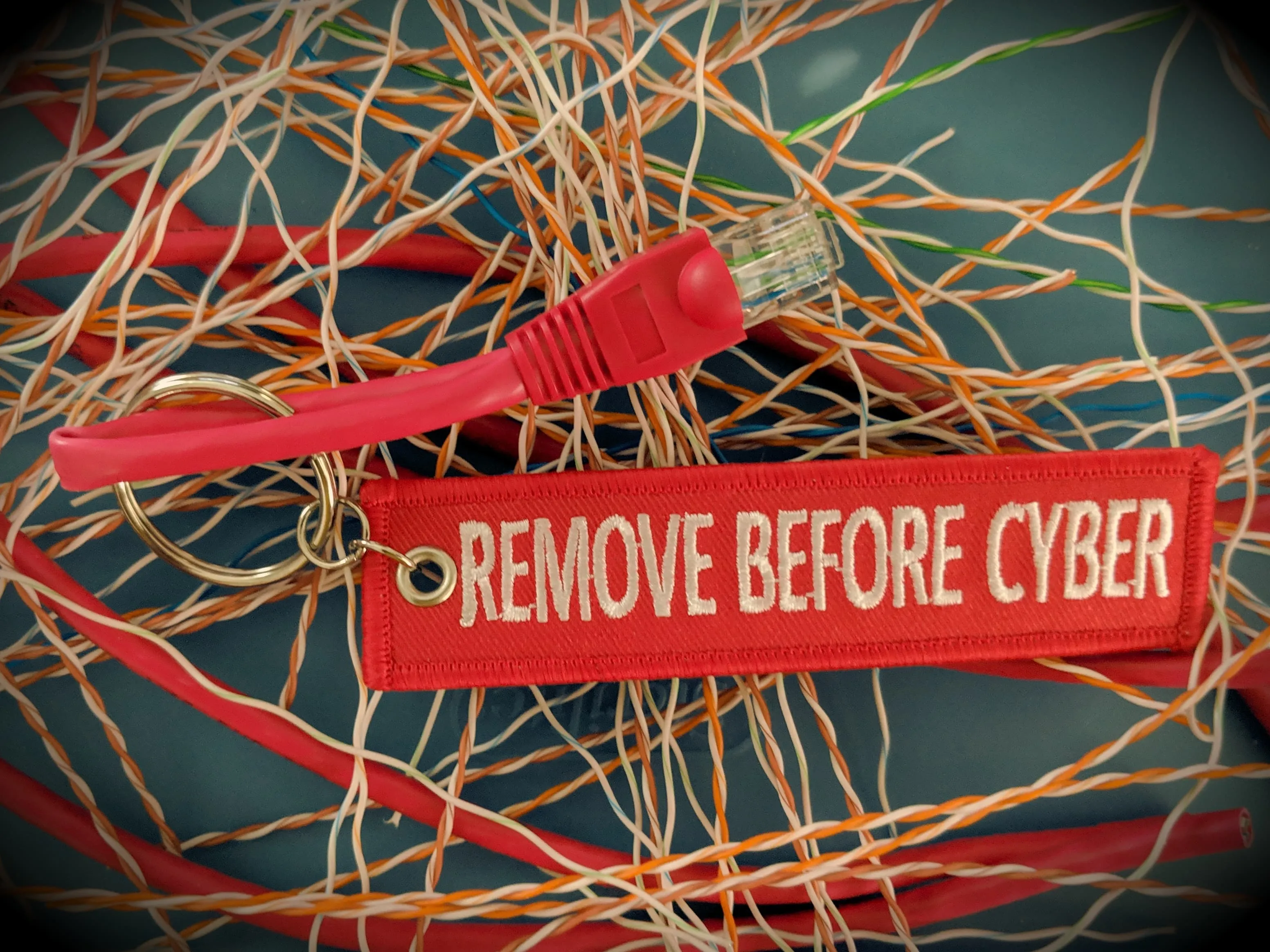 "Remove Before Cyber" Morale Patch Keychain & RJ45 Loopback Device