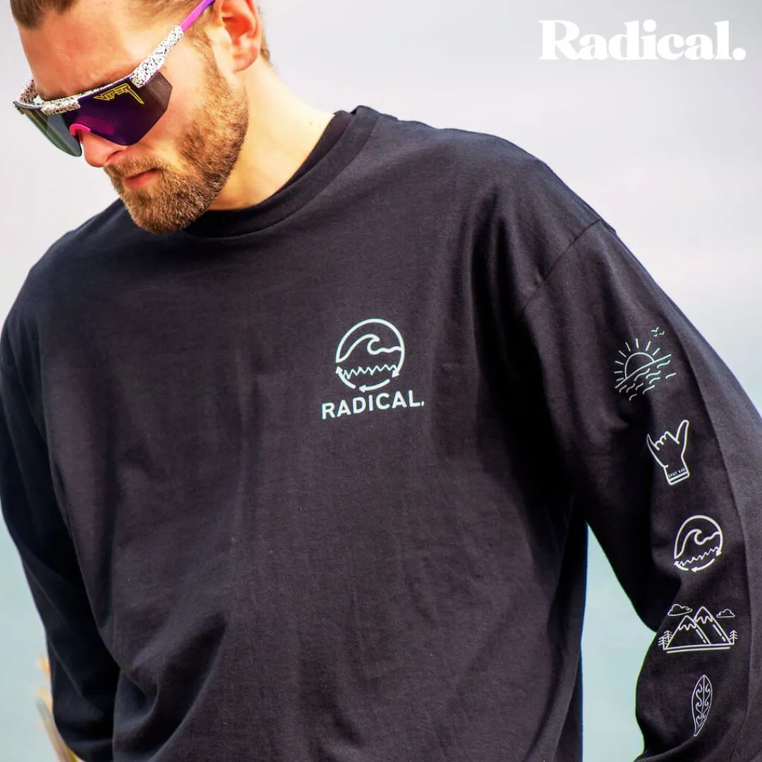 Radical. Wave 2.0 unisex Long Sleeve T-shirt - Black