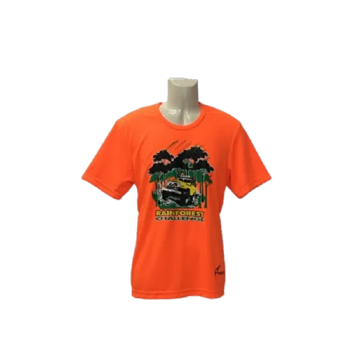 RAINFOREST CHALLENGE DRY FIT T-SHIRT - HI VISIBILITY ORANGE - RFC-M