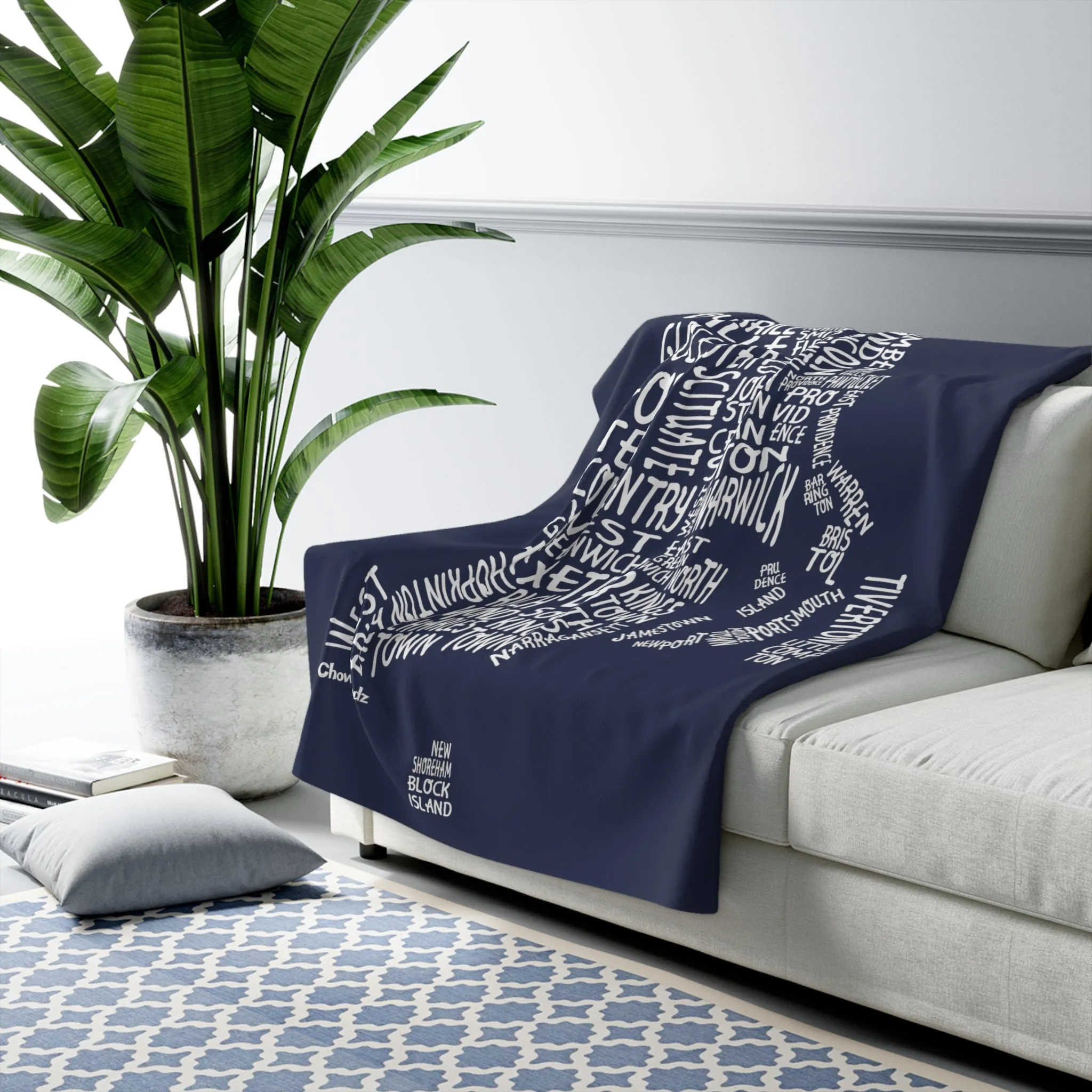 Rhode Island Cities & Towns Sherpa Fleece Blanket