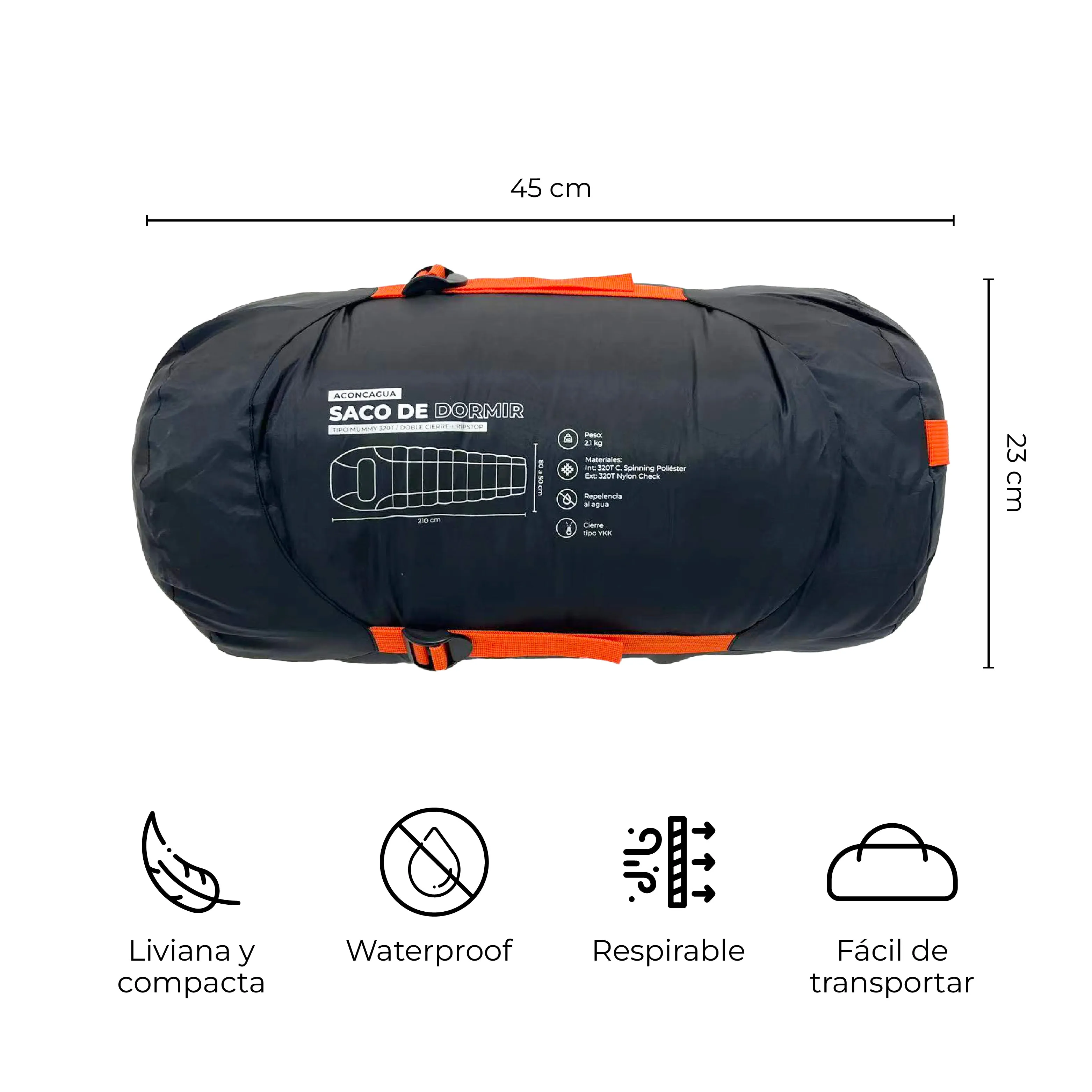 Saco de Dormir 4 Estaciones Aconcagua Naranjo