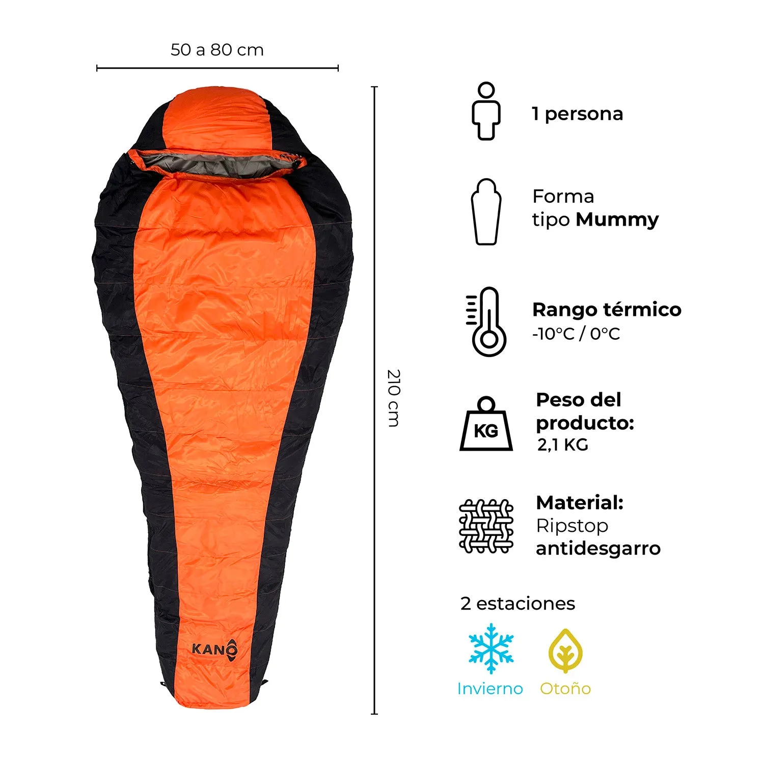 Saco de Dormir 4 Estaciones Aconcagua Naranjo